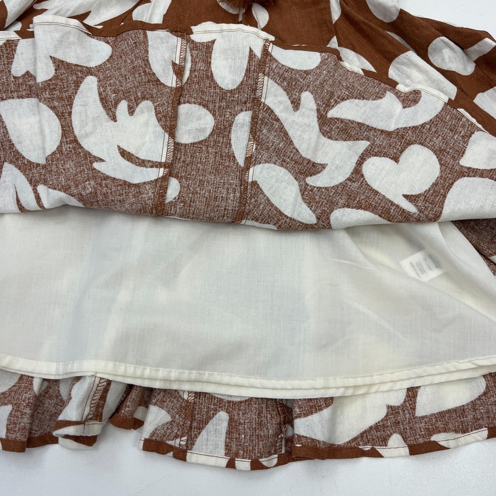 House of Harlow 1960 Mini Dress 6 Floral Brown Ivory Vacation Party Puff Sleeve - Picture 10 of 15